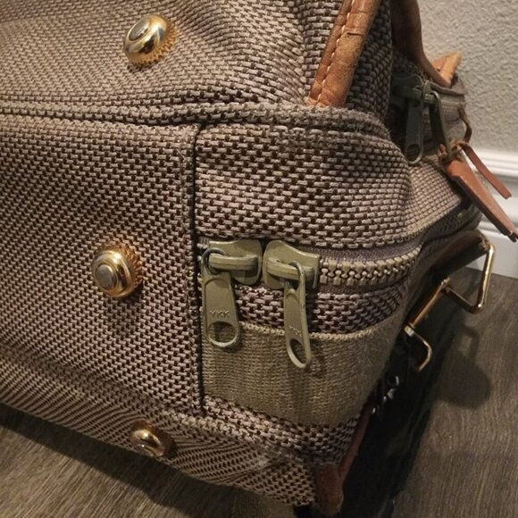 Vtg Christian Dior Canvas Leather Weekender Travel Duffle Bag w/ Strap - Picture 16 of 16